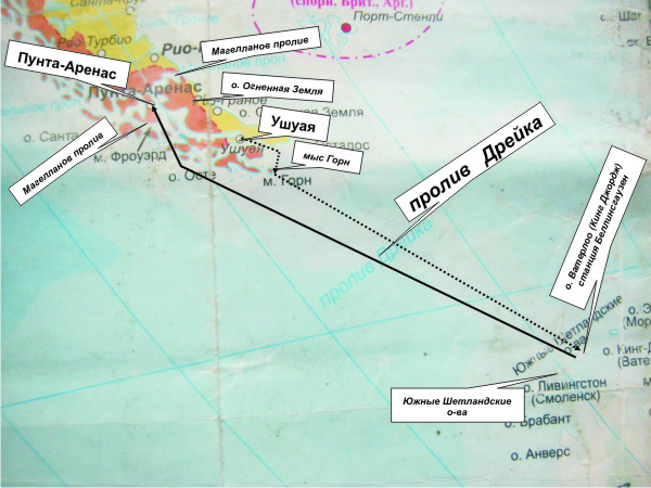 Карта 2. Схема круиза в Антарктиду - 