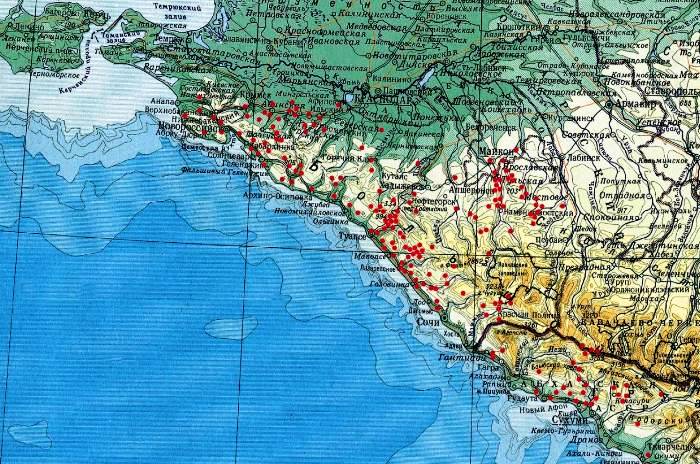 6. Карта дольменов у Черноморского побережья  Кавказа.jpg