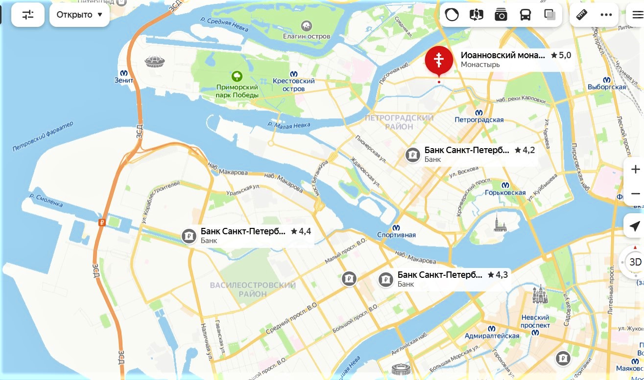 Санкт–Петербург - Свято-Иоанновский женский монастырь на карте.jpg