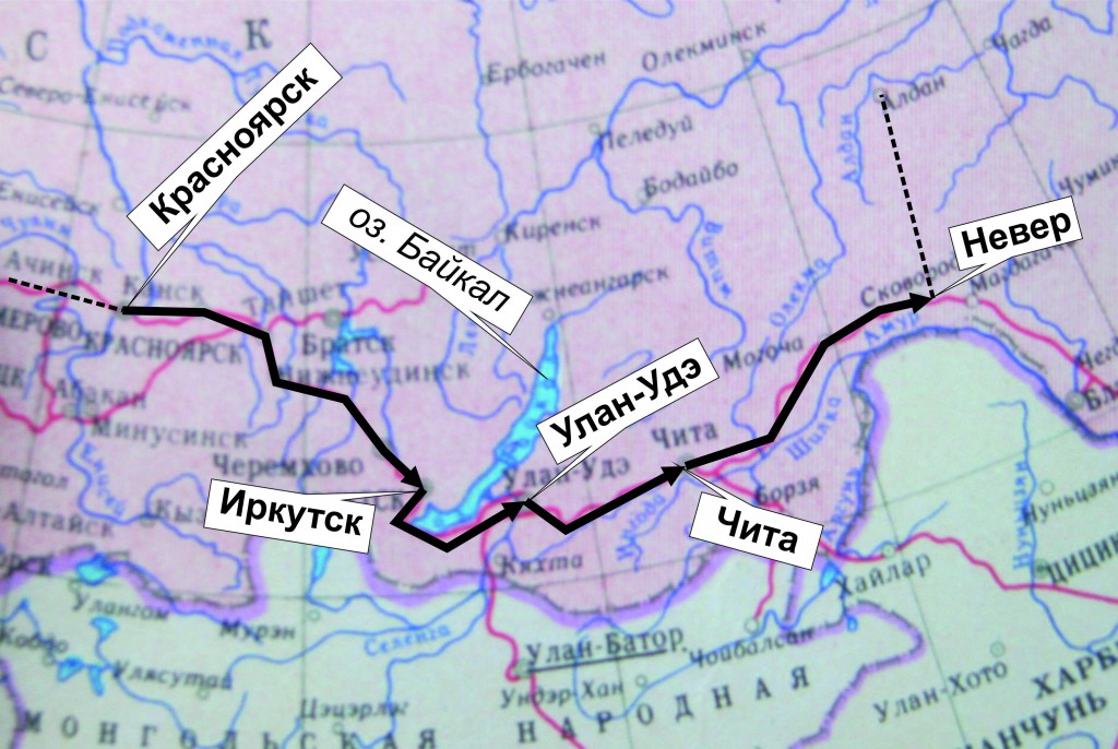 Схема поездки по маршруту Красноярск – Чита – Невер