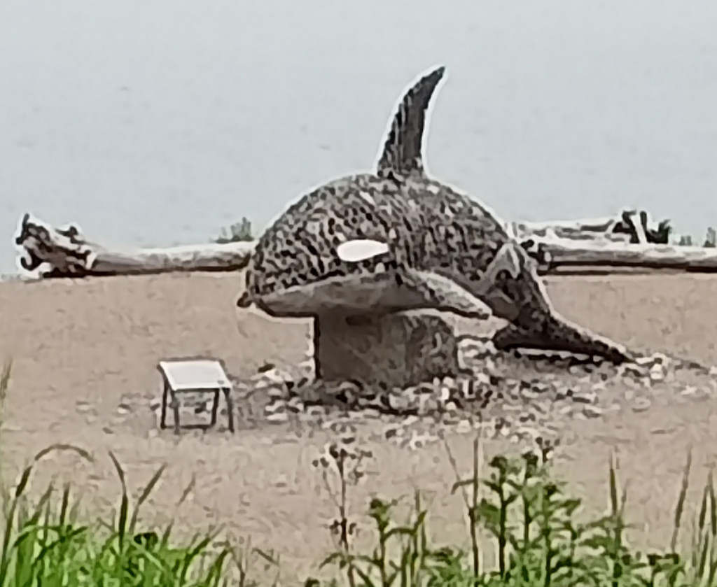 Магадан, район порта. Скульптура дельфина
